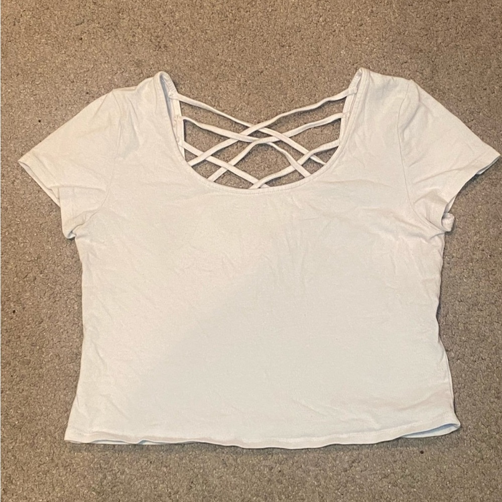 Charlotte Russe White Crisscross Back Crop Top